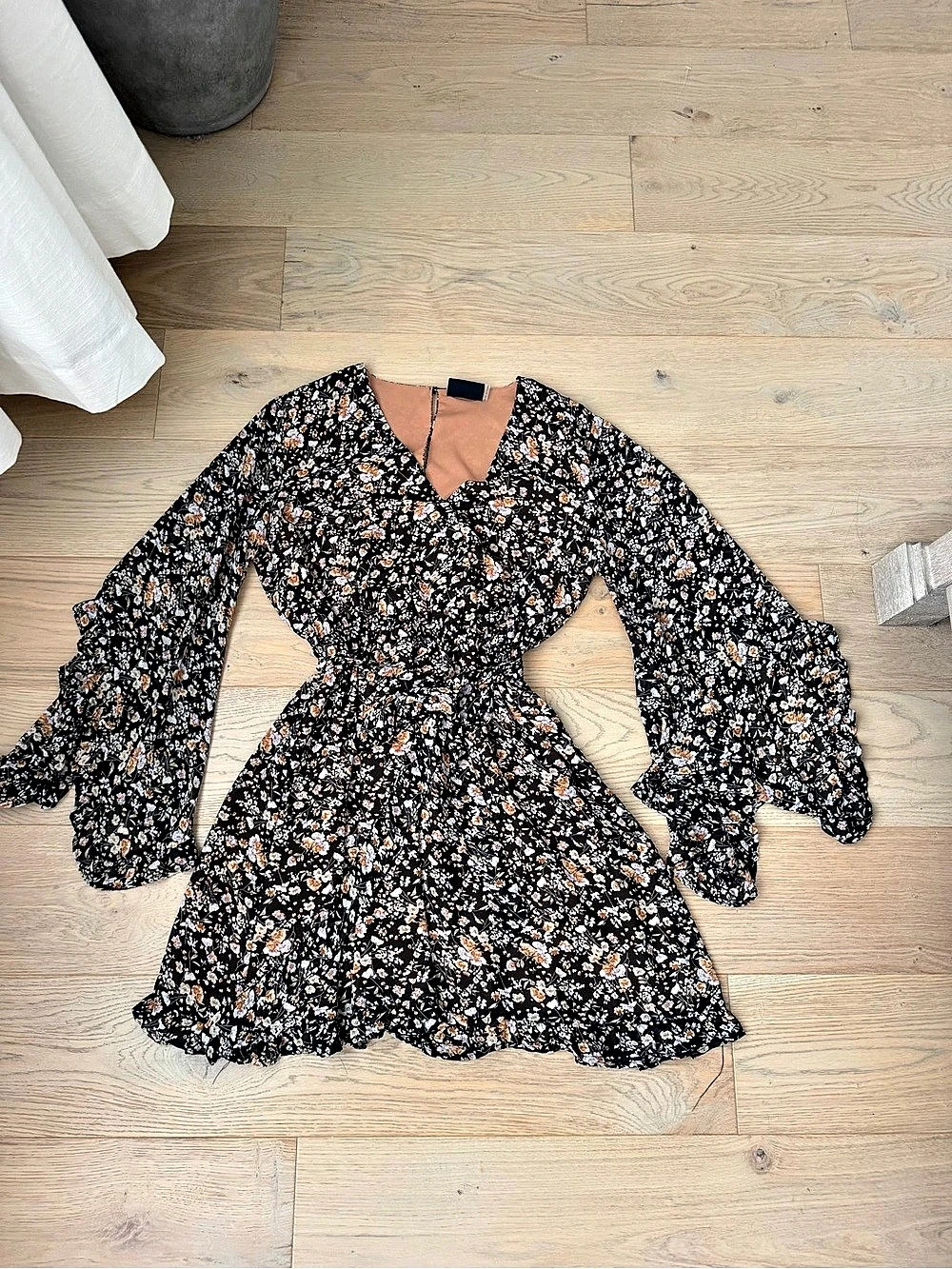 VICI Floral Mini Dress in Black & Orange Size Small
